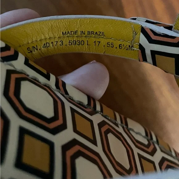 Tory Burch Miller Geometric Printed Patent Leather Sandals Size 6.5 - Picture 3 of 3